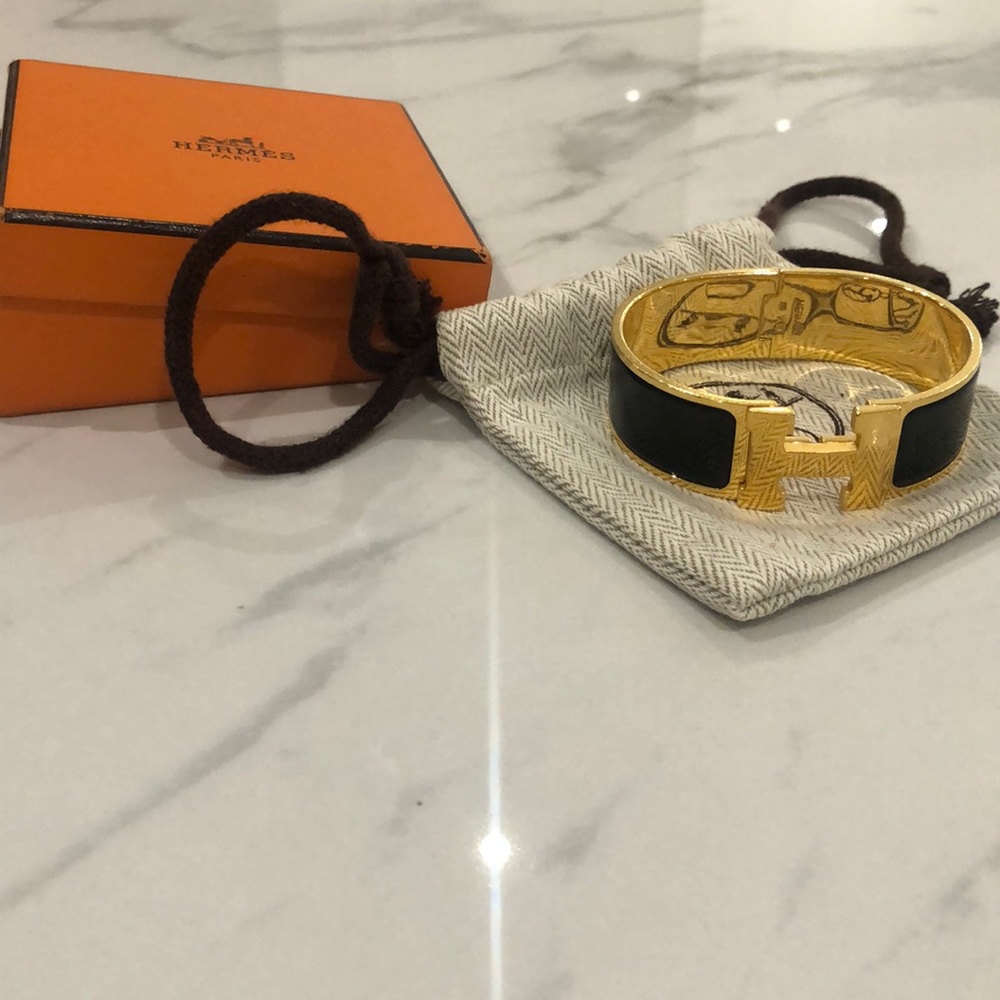 Hermes Gold & Black Clic Clac Bracelet